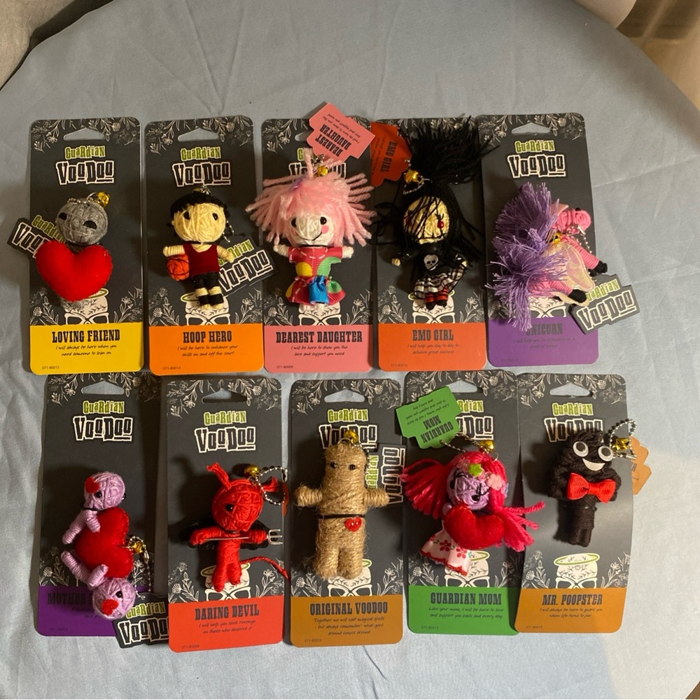Guardian Voodoo Collectible String Doll Keychain New on Card  various lot of 10